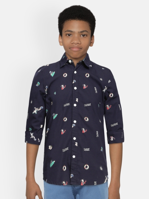 

Jack & Jones Boys Navy Blue Popeye Printed Cotton Shirt