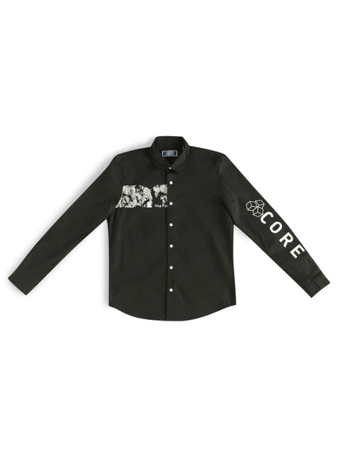 

Jack & Jones Boys Black Slim Fit Printed Casual Shirt