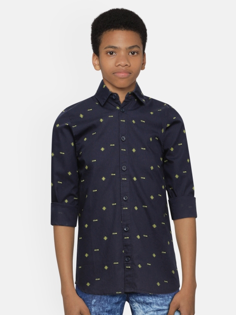 

Jack & Jones Boys Navy Blue Slim Fit Printed Casual Cotton Shirt