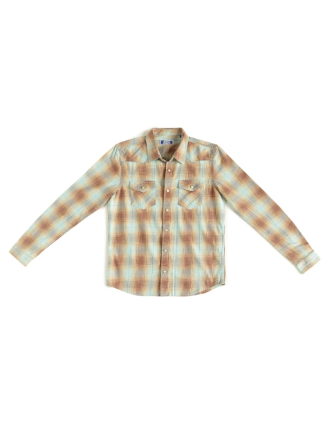 

Jack & Jones Boys Brown Slim Fit Checked Cotton Casual Shirt