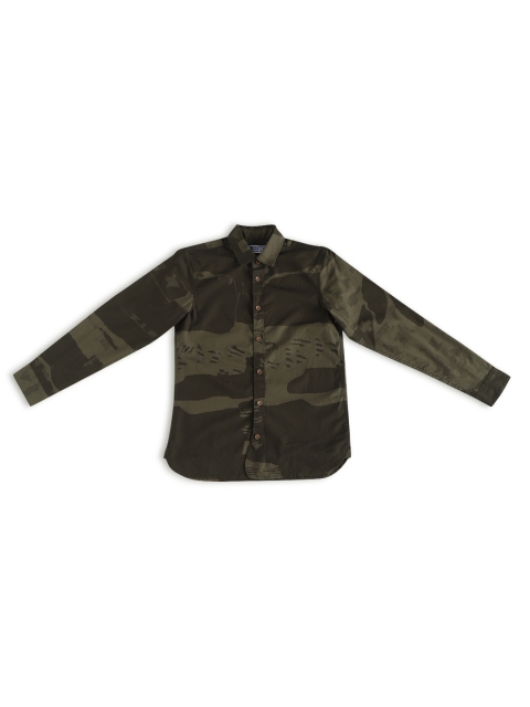 

Jack & Jones Boys Black & Olive Green Slim Fit Printed Casual Shirt