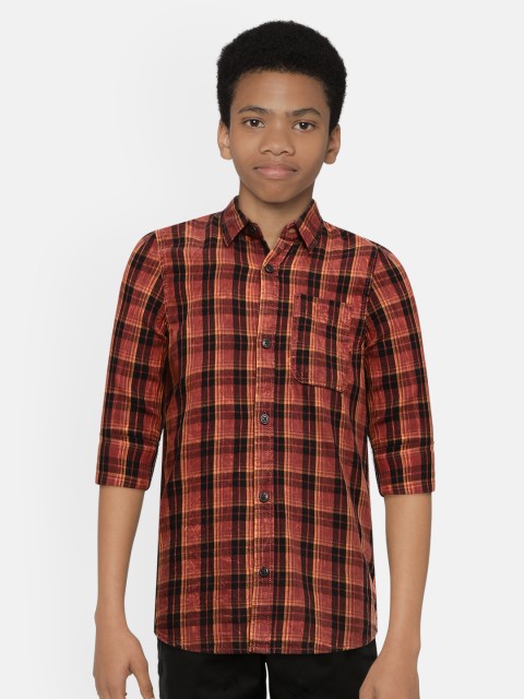

Jack & Jones Boys Red & Black Slim Fit Checked Casual Cotton Shirt