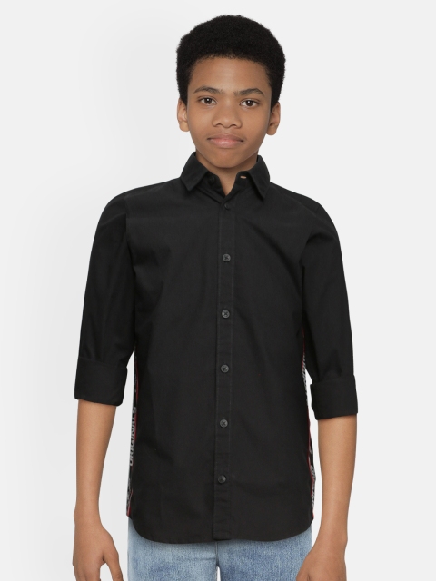

Jack & Jones Boys Black Slim Fit Solid Casual Cotton Shirt