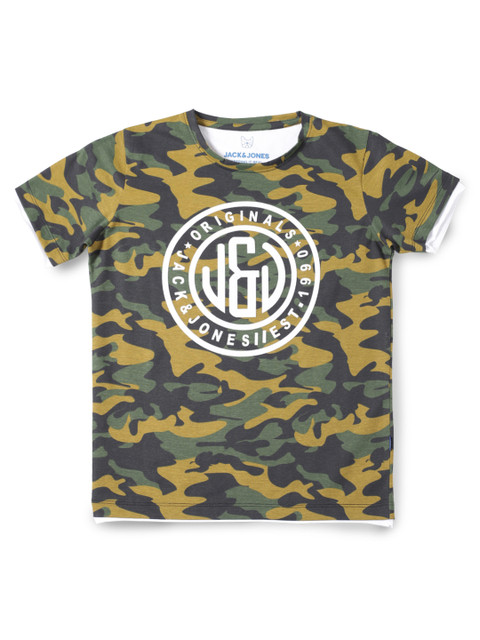 

Jack & Jones Boys Black & Yellow Printed Slim Fit T-shirt