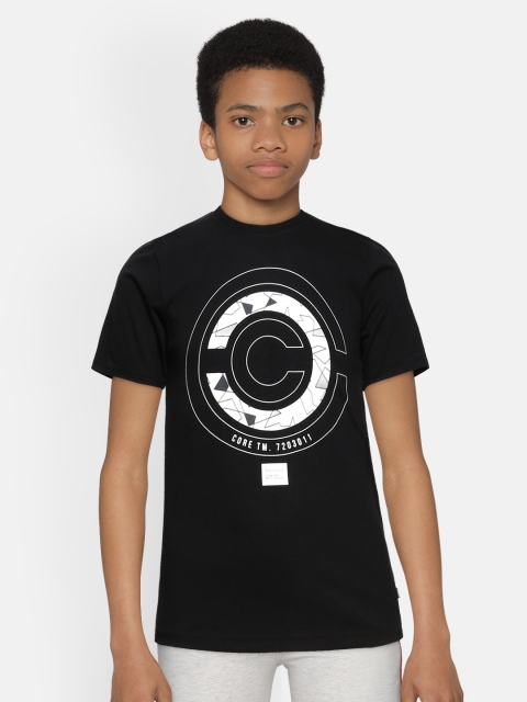

Jack & Jones Boys Black Printed Pure Cotton Round Neck T-shirt