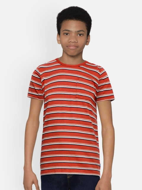 

Jack & Jones Boys Red Striped Pure Cotton Round Neck T-shirt