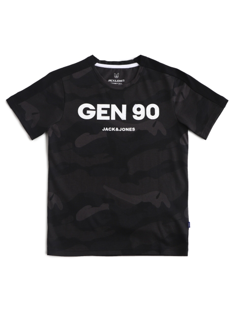 

Jack & Jones Boys Black Camouflage Printed Slim Fit T-shirt