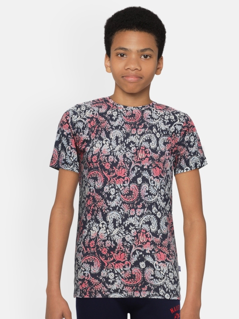 

Jack & Jones Boys Navy Blue Printed Round Neck Cotton T-shirt