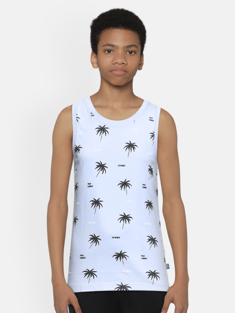 

Jack & Jones Boys Blue Printed Round Neck Sleeveless T-shirt
