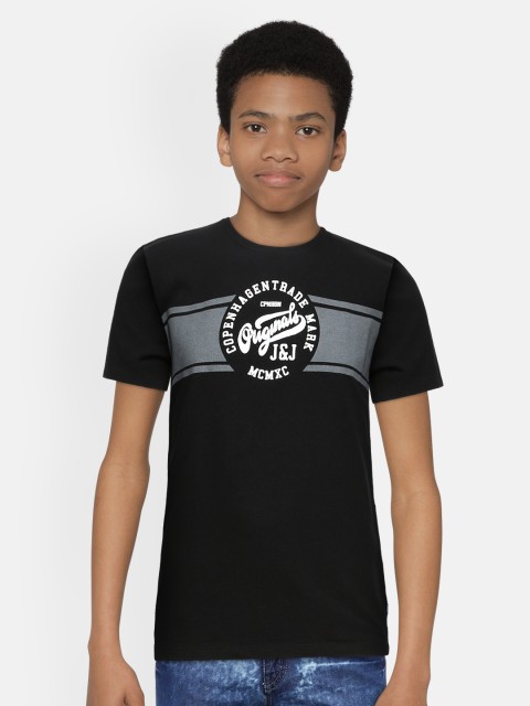 

Jack & Jones Boys Black Printed Round Neck T-shirt