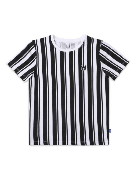 

Jack Jones Boys White Black Striped Slim Fit Pure Cotton T-shirt