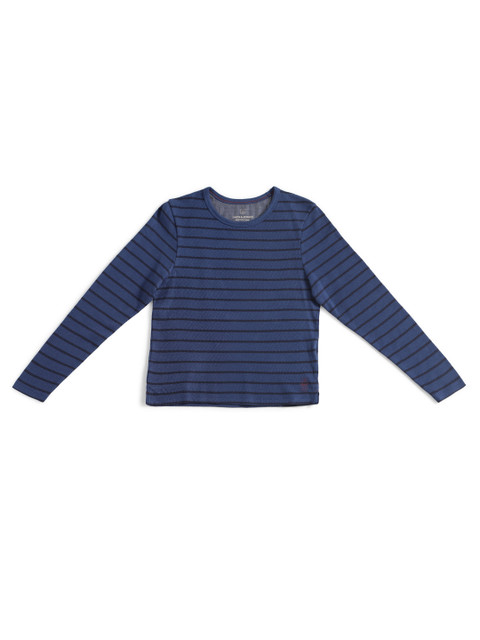 

Jack Jones Boys Blue Striped Slim Fit Cotton Pure Cotton T-shirt