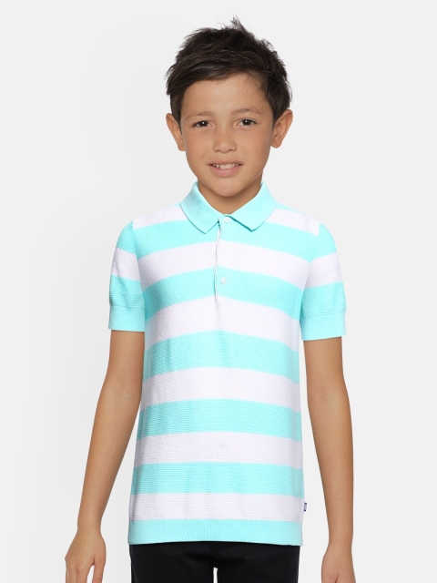 

Jack & Jones Boys White Striped Polo Collar T-shirt, Blue