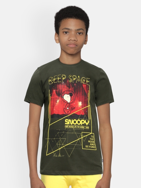 

Jack & Jones Boys Green Printed Pure Cotton Round Neck T-shirt