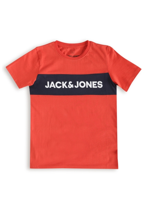 

Jack & Jones Boys Red Typography Printed Slim Fit T-shirt