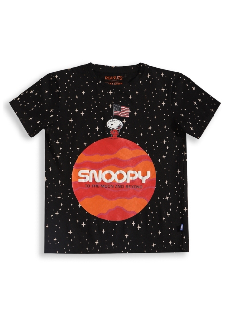 

Jack & Jones Boys Black Printed Slim Fit T-shirt