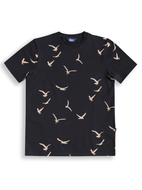 

Jack & Jones Boys Navy Blue Printed Slim Fit Cotton T-shirt