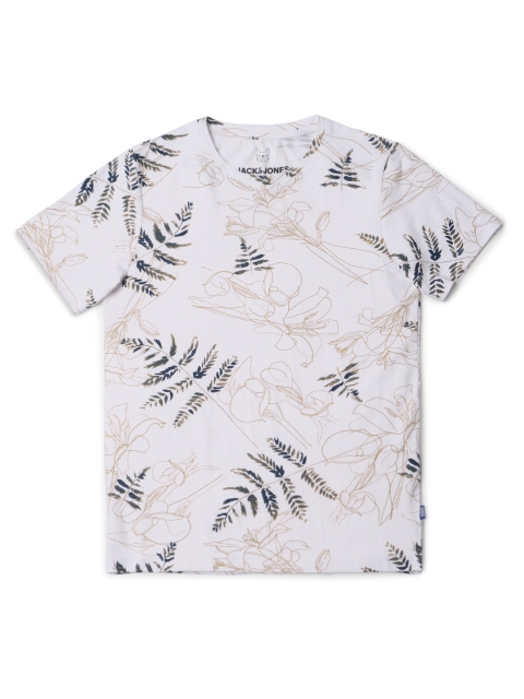 

Jack & Jones Boys White Floral Printed Slim Fit Pure Cotton T-shirt