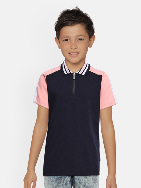 

Jack & Jones Boys Navy Blue Solid Polo Collar T-shirt