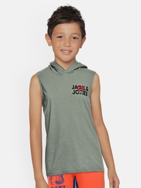 

Jack & Jones Boys Grey Solid Hooded Organic Cotton Sustainable T-shirt