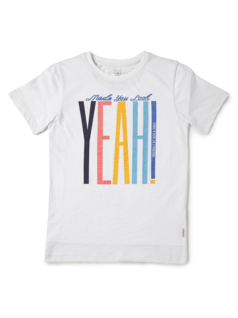 

Jack & Jones Boys White Typography Printed Slim Fit T-shirt