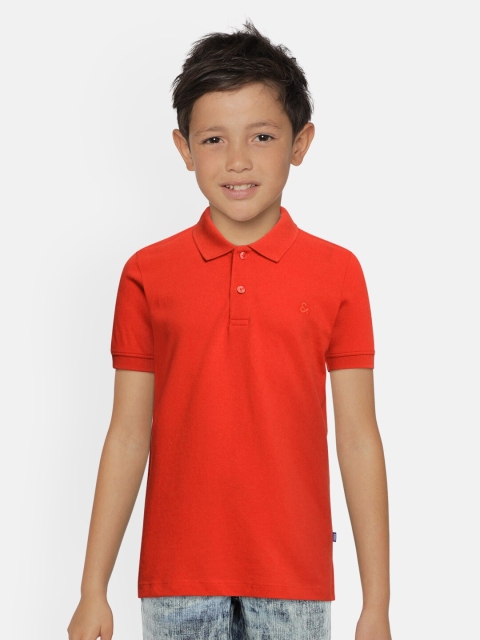 

Jack & Jones Boys Red Solid Pure Cotton JJE BASIC Polo Collar T-shirt
