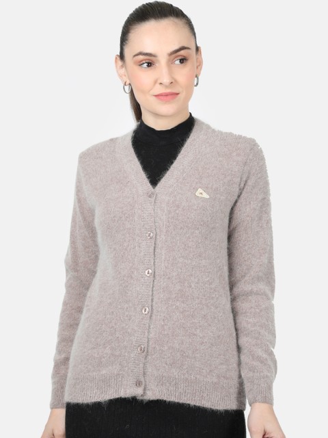 

Monte Carlo Women Taupe Solid Cardigan Sweater