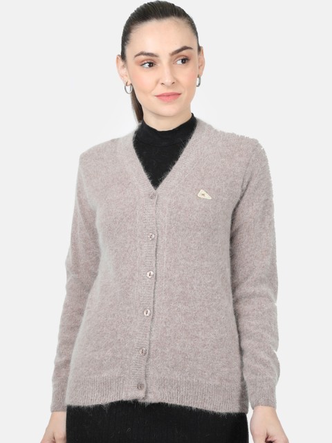

Monte Carlo Women Taupe Solid Cardigan Sweater