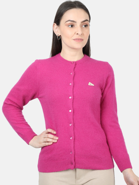 

Monte Carlo Women Pink Solid Cardigan Sweater