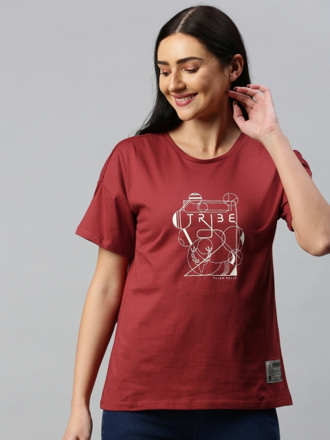 

Allen Solly Tribe Women Rust Red Printed Round Neck T-shirt