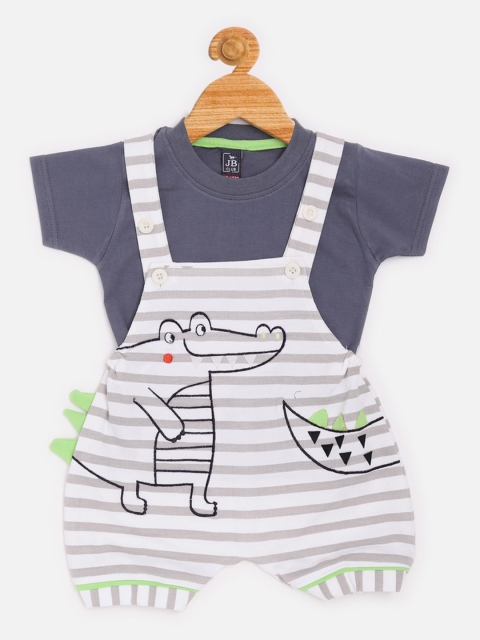 

Jaybee Infant Boys Grey & White Printed Cotton T-shirt and Romper Set