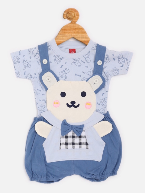 

Jaybee Kids Blue Appliqued Romper with T-shirt
