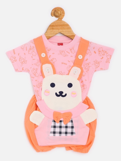 

Jaybee Boys Orange & Pink Appliqued Romper with T-shirt