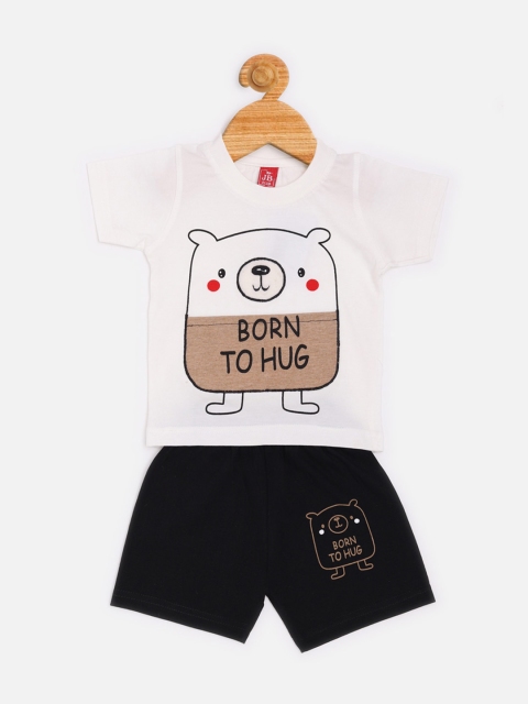 

Jaybee Boys White & Black Printed T-shirt with Shorts