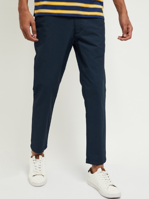 

max Men Blue Skinny Fit Solid Regular Trousers