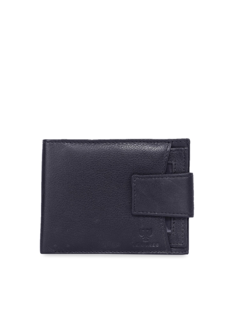 

LEISURES Men Blue Solid Leather Two Fold Wallet