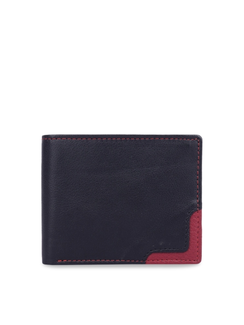 

LEISURES Men Blue Solid Leather Two Fold Wallet