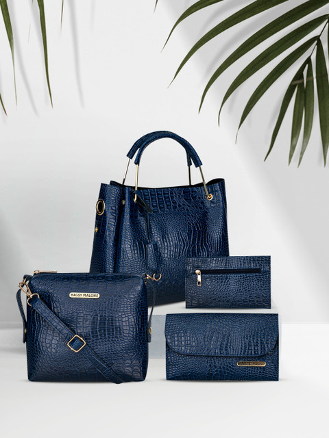 

Bagsy Malone Navy Blue Pack of 4 Textured Bag