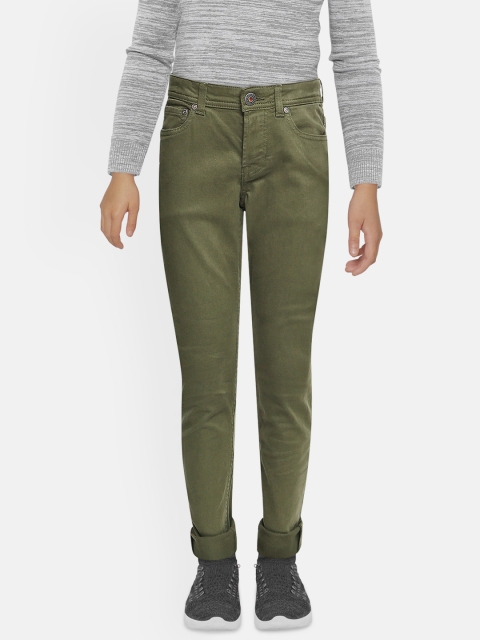 

Jack & Jones Boys Green Slim Fit Solid Chinos