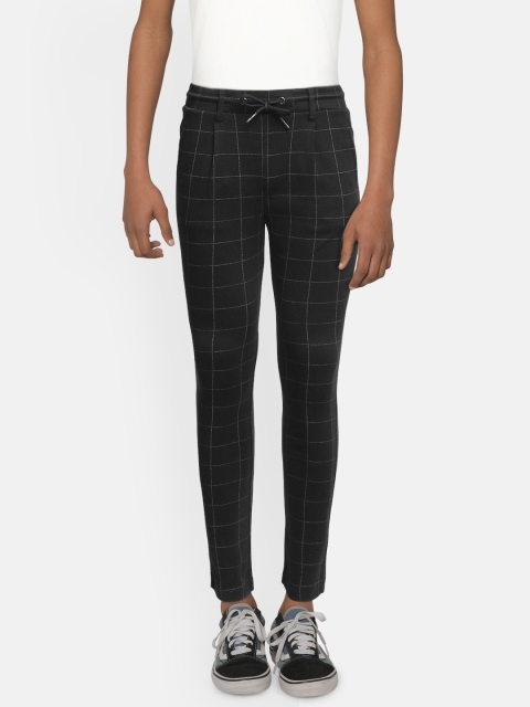 

Jack & Jones Boys Black Regular Fit Checked Regular Trousers