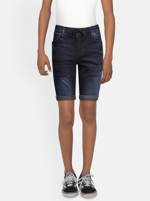 

Jack & Jones Boys Navy Blue Solid Regular Fit Denim Shorts