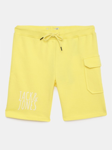 

Jack & Jones Boys Yellow PATTER Mid-Rise Pure Cotton Regular Shorts