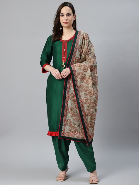 

Chhabra 555 Women Green Embroidered Detail Made to Measure Kurta with Salwar & Dupatta