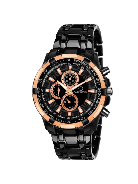 

CARLINGTON Men Black & Rose Gold Analogue Watch Carlington G-03 Speedmaster