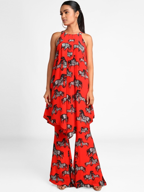 

Masaba Women Red & Black Printed Kurta with Palazzos