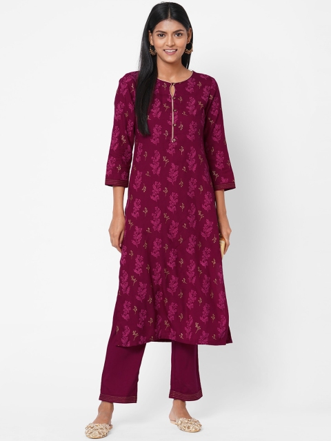 

Os Women Rose Printed A-Line Kurta