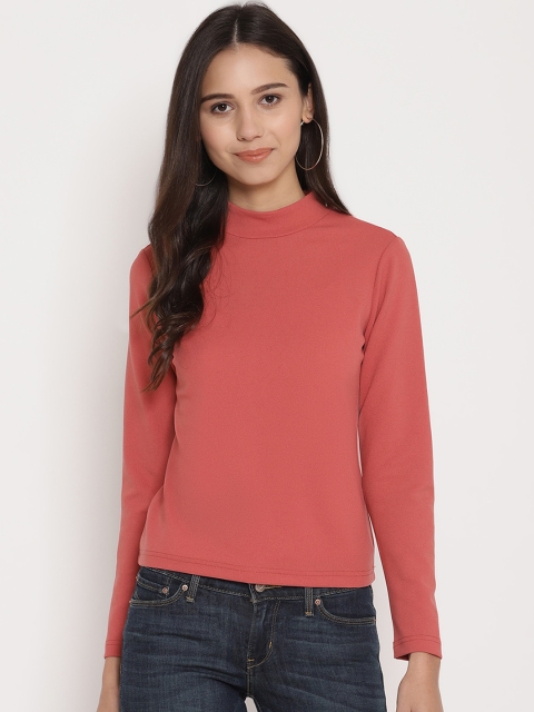 

FOSH Women Peach-Coloured Solid Top