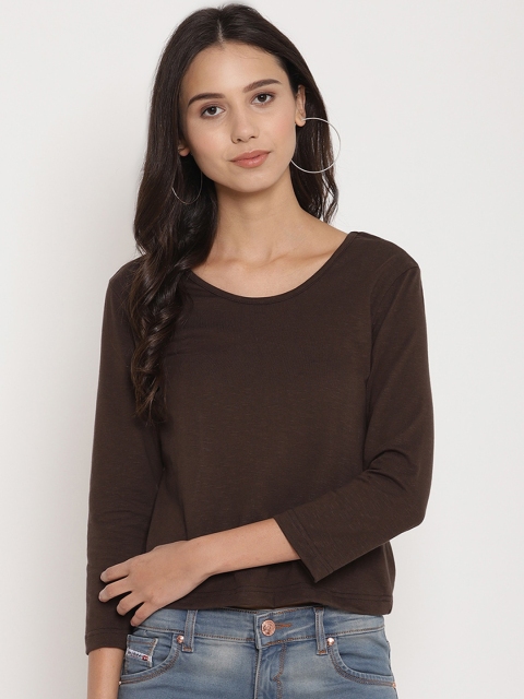 

FOSH Women Brown Solid Top