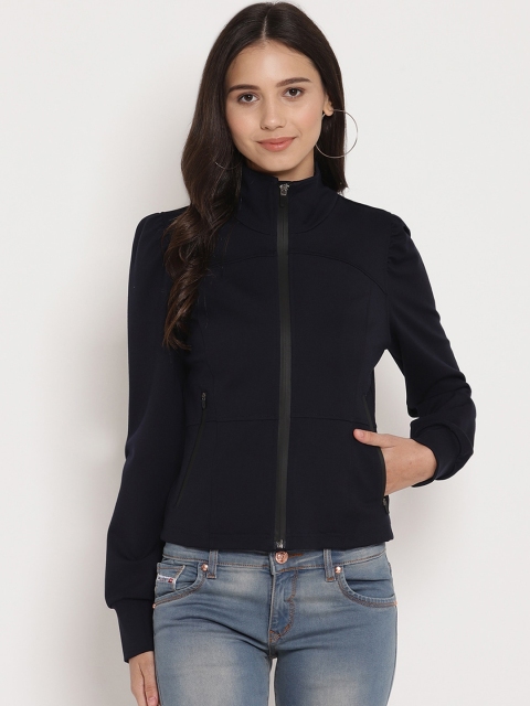 

FOSH Women Navy Blue Colourblocked Padded Jacket