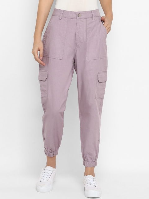 

FOSH Women Lavender Regular Fit Solid Joggers